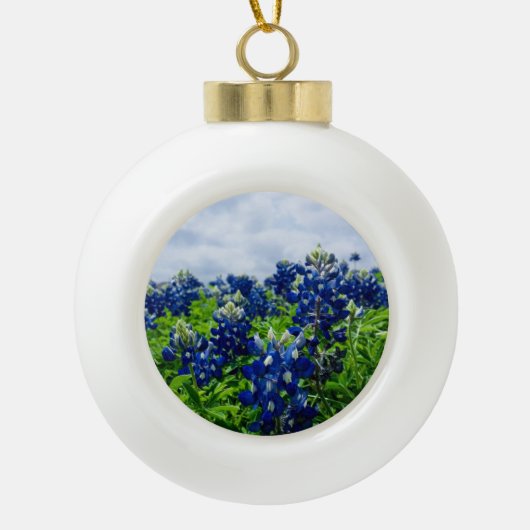 Bluebonnets Blue Floral Texas Texan Elegant Keramische Bal Ornament (Voorkant)