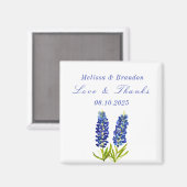Bluebonnets Blue Floral Texas Wedding Dank u Magneet (Voorkant / Achterkant)