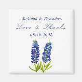 Bluebonnets Blue Floral Texas Wedding Dank u Magneet (Voorkant)