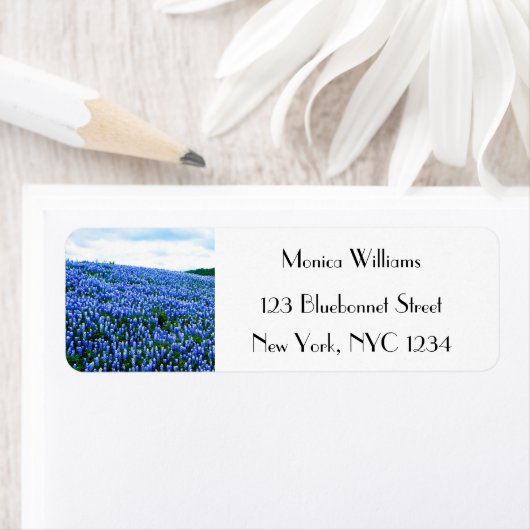 Bluebonnets Blue Flowers Texas texan Floral Label (Insitu)