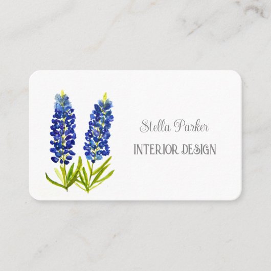 Bluebonnets Elegant Floral Texas Visitekaartje (Voorkant)