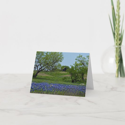 Bluebonnets en een Oude de notakaart van de Schuur Kaart (Voorkant)
