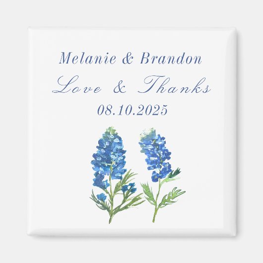 Bluebonnets Floral Blue Wedding Dank u Magneet (Voorkant)