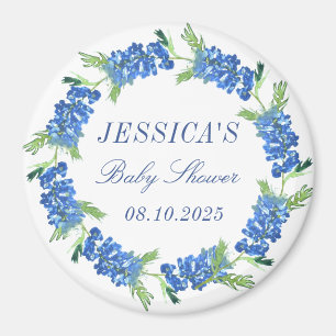 Bluebonnets Floral Monogram Bruiloft Baby shower Magneet
