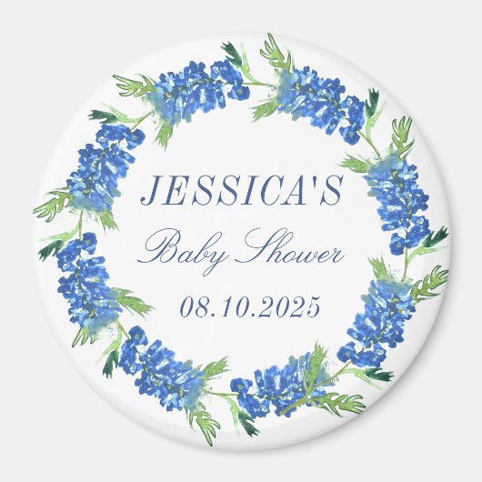 Bluebonnets Floral Monogram Bruiloft Baby shower Magneet (Voorkant)