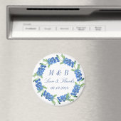 Bluebonnets Floral Monogram Bruiloft Dank u Magneet (Insitu (Vaatwasser))