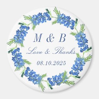 Bluebonnets Floral Monogram Bruiloft Dank u Magneet