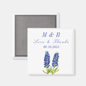 Bluebonnets Floral Monogram Bruiloft Dank u Magneet (Voorkant / Achterkant)
