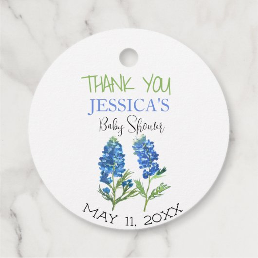 Bluebonnets Flowers Texas Baby shower Meisje Bedankjes Labels (Achterkant)