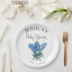 Bluebonnets Flowers Texas Baby shower Meisje Papieren Bordje