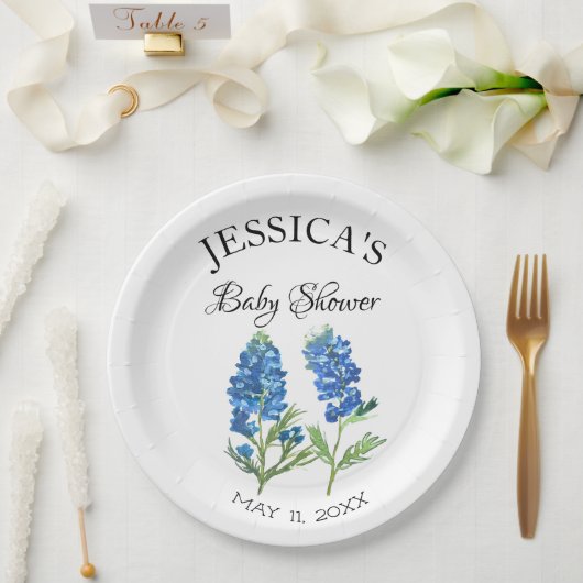 Bluebonnets Flowers Texas Baby shower Meisje Papieren Bordje (Huwelijk)