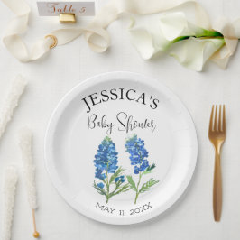 Bluebonnets Flowers Texas Baby shower Meisje Papieren Bordje