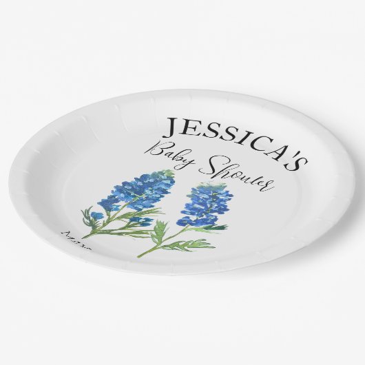 Bluebonnets Flowers Texas Baby shower Meisje Papieren Bordje (Gekanteld)