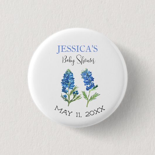 Bluebonnets Flowers Texas Baby shower Meisje Ronde Button 3,2 Cm (Voorkant)