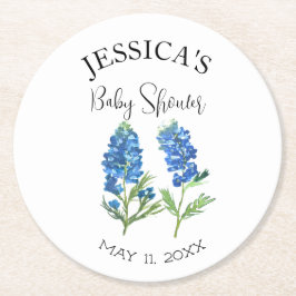 Bluebonnets Flowers Texas Baby shower Meisje Ronde Kartonnen Onderzetter