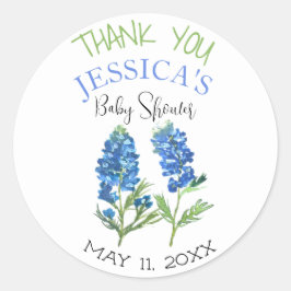 Bluebonnets Flowers Texas Baby shower Meisje Ronde Sticker