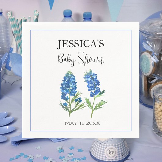 Bluebonnets Flowers Texas Baby shower Meisje Servet