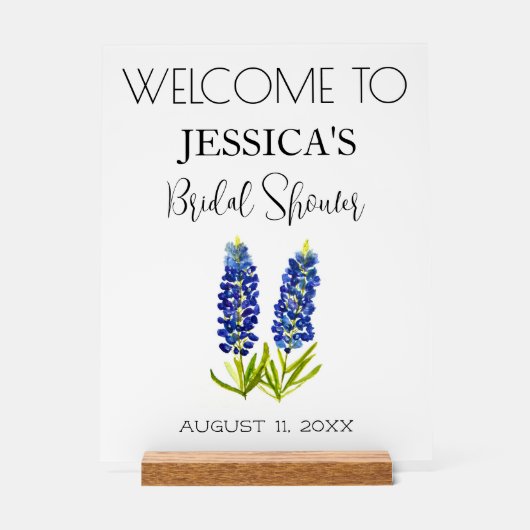 Bluebonnets Flowers Vrijgezellenfeest Welkomstbord Acryl Bord (Voorkant)