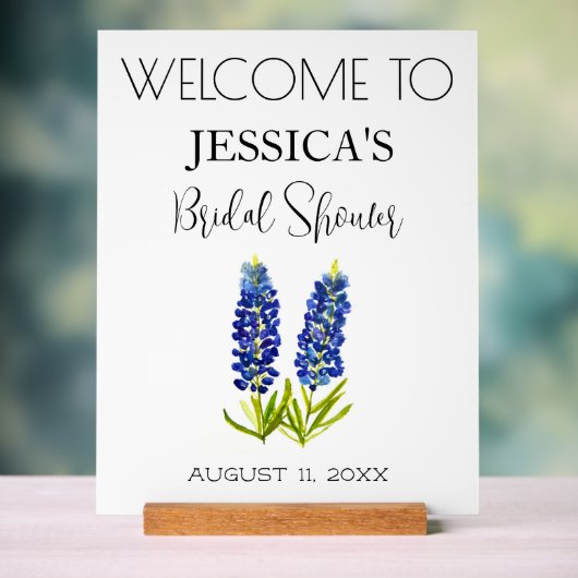 Bluebonnets Flowers Vrijgezellenfeest Welkomstbord Acryl Bord (Neutraal)