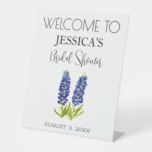 Bluebonnets Flowers Vrijgezellenfeest Welkomstbord Reclamebord Met Voetstuk (Voorkant)