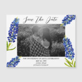 Bluebonnets Foto Bruiloft Lente Script Magneet (Voorkant)