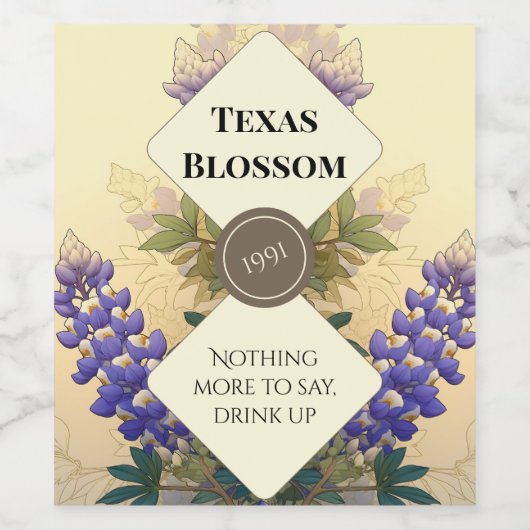 Bluebonnets of Texas Bottle Label Set Wijn Etiket (Enkel label)