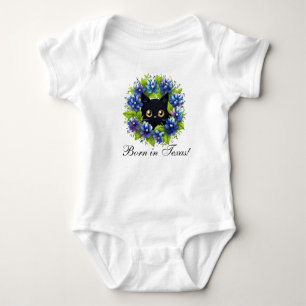 Bluebonnets Schattige Black Cat Floral Baby bodysu Romper