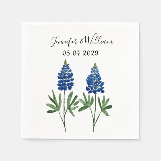 Bluebonnets Texaanse waterverf Bloemen Bruiloft Servet (Voorkant)