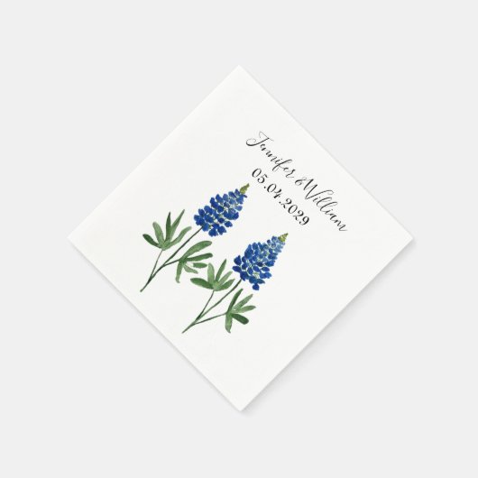 Bluebonnets Texaanse waterverf Bloemen Bruiloft Servet (Hoek)