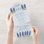 Bluebonnets Texas Baby shower Genderneutraal All In One Uitnodiging (Afscheurbaar)