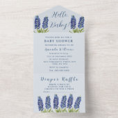 Bluebonnets Texas Baby shower Genderneutraal All In One Uitnodiging (Binnen)
