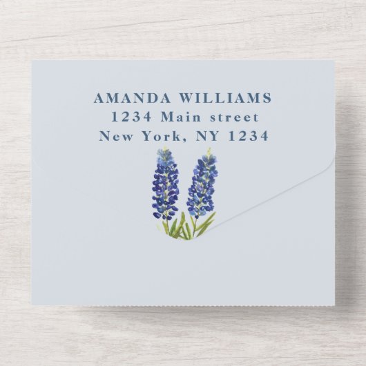 Bluebonnets Texas Baby shower Genderneutraal All In One Uitnodiging (Achterkant)