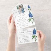 Bluebonnets Texas Blauw Bloemen Foto Bruiloft All In One Uitnodiging (Afscheurbaar)