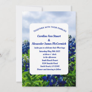 Bluebonnets Texas Blauwe Bloemen Elegante Trouw Ui Kaart