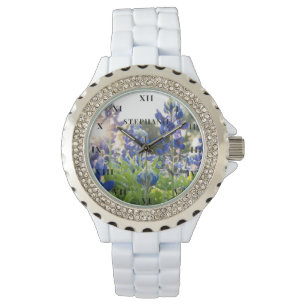 Bluebonnets Texas Bloem Lupine Bloemen Horloge