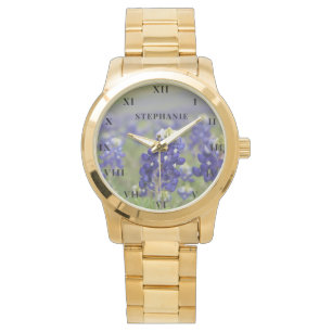 Bluebonnets Texas Bloem Lupine Bloemen Horloge