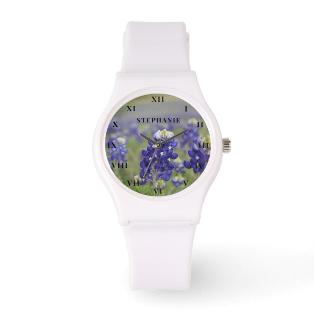 Bluebonnets Texas Bloem Lupine Bloemen Horloge (Voorkant)