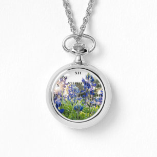 Bluebonnets Texas Bloem Lupine Bloemen Horloge