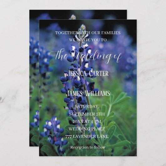 Bluebonnets Texas Bloemen Wildflower Bruiloft Kaart (Voorkant / Achterkant)