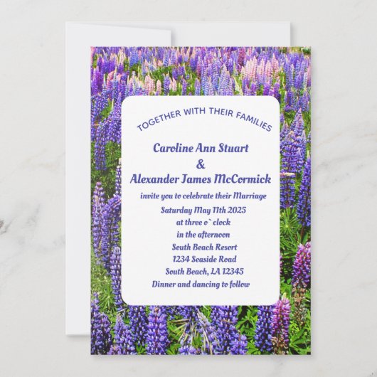 Bluebonnets Texas Blue Floral Elegant Wedding Kaart (Voorkant)