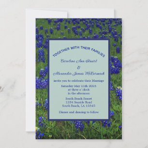 Bluebonnets Texas Blue Floral Elegant Wedding Kaart