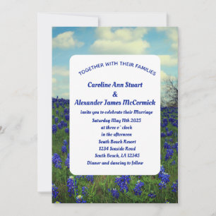 Bluebonnets Texas Blue Floral Elegant Wedding Kaart