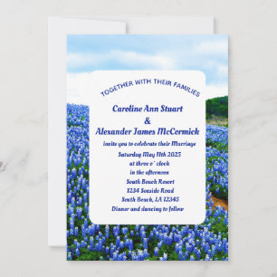 Bluebonnets Texas Blue Floral Elegant Wedding Kaart