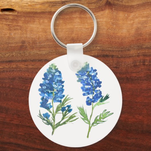 Bluebonnets Texas Blue Floral  waterverf Sleutelhanger (Achterkant)