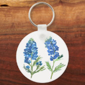 Bluebonnets Texas Blue Floral waterverf Sleutelhanger (Voorkant)