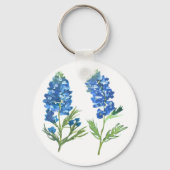 Bluebonnets Texas Blue Floral waterverf Sleutelhanger (Achterkant)