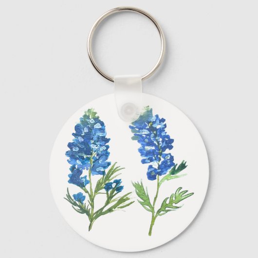 Bluebonnets Texas Blue Floral  waterverf Sleutelhanger (Achterkant)