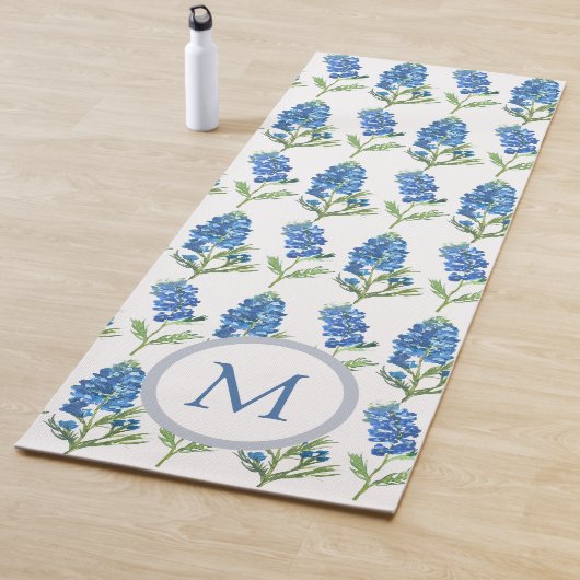 Bluebonnets Texas Blue Floral Waterverf Yogamat (In situ)