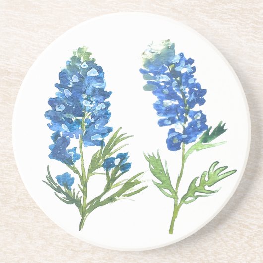 Bluebonnets Texas Blue Floral  waterverf Zandsteen Onderzetter (Voorkant)