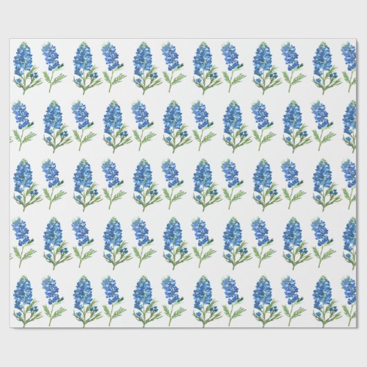 Bluebonnets Texas Blue Flowers Waterverf Cadeaupapier (Vlak)